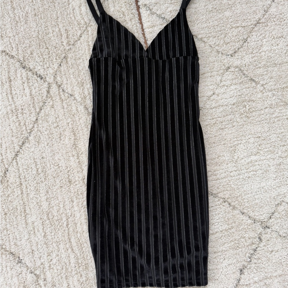 Tea You Black Striped Dress